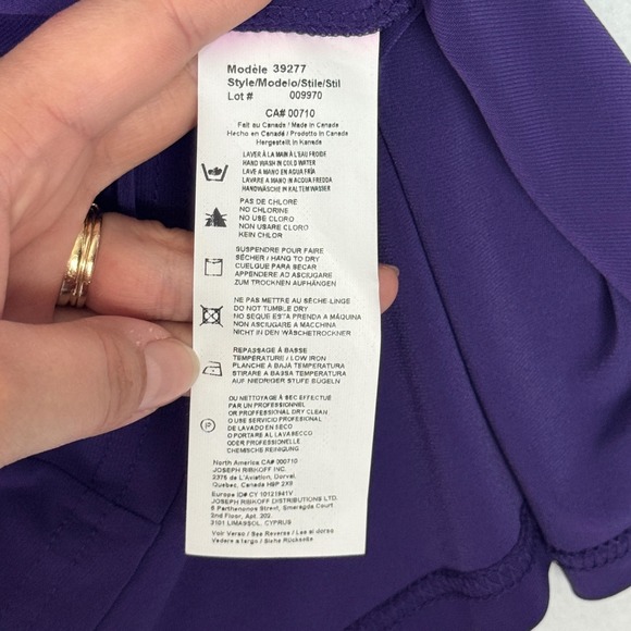 Joseph Ribkoff Ruched Off Shoulder Spaghetti Strap Top Purple Size 6 NWT - Picture 5 of 8